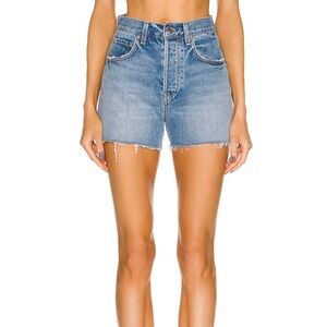 GRLFRND Blue Jean Shorts Raw Hem High-Rise